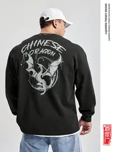 lujiamen Original hand-painted Chinese-style sports fashionable hoodies with round neck, large size, loose-fitting, pullover style and suitable for couples to wear as tops