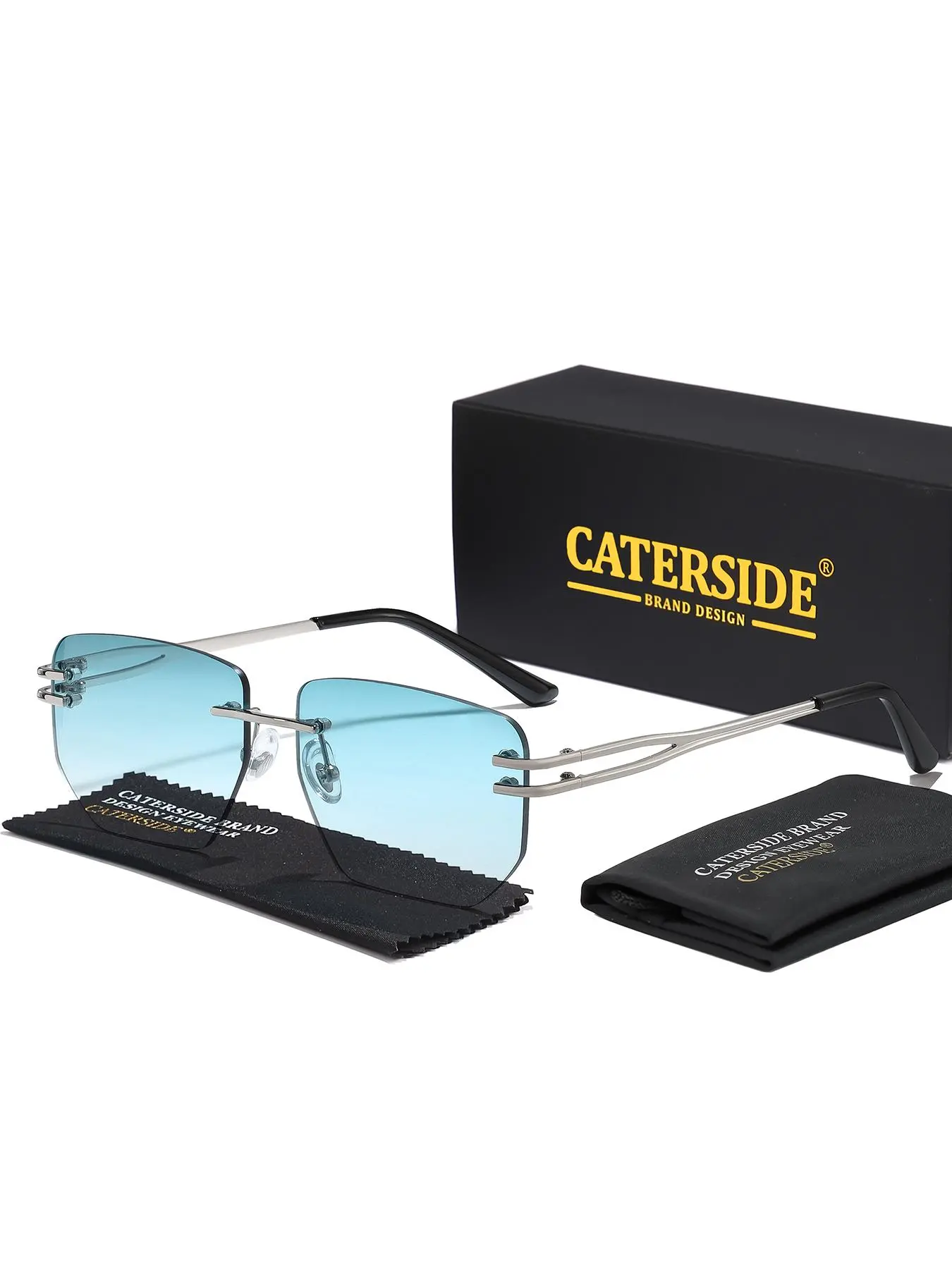 Caterpillar Brand Designer Sunglasses, Trendy Rimless Sunglasses for Everyday Use, Fashion Accessories for Outdoor Activities