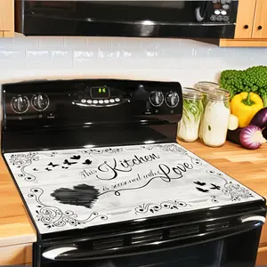 Diatom Mud "This Kitchen is Seasoned with Love" 2D Stove Top Cover, Heat Resistant Scratch Proof Protector, Easy Clean Multi-Use Mat for Stoves,Oven,Washer Dryer, Farmhouse Kitchen Decor #DiatomMud #KitchenIsLove #FarmhouseDecor #StoveProtector #EasyClean