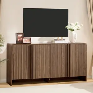 AMERLIFE Fluted Buffet Cabinet with Storage, Modern Sideboard Cabinet with Doors & Adjustable Shelf, Console Table & Credenza for Living Room, Dining Room & Entryway