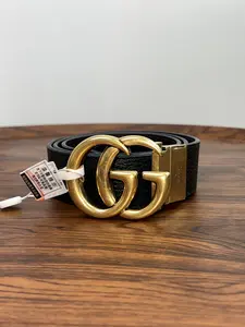 Pre-owned GUCCI Leather Belt with Gold Buckle (3.5cm x 80cm)