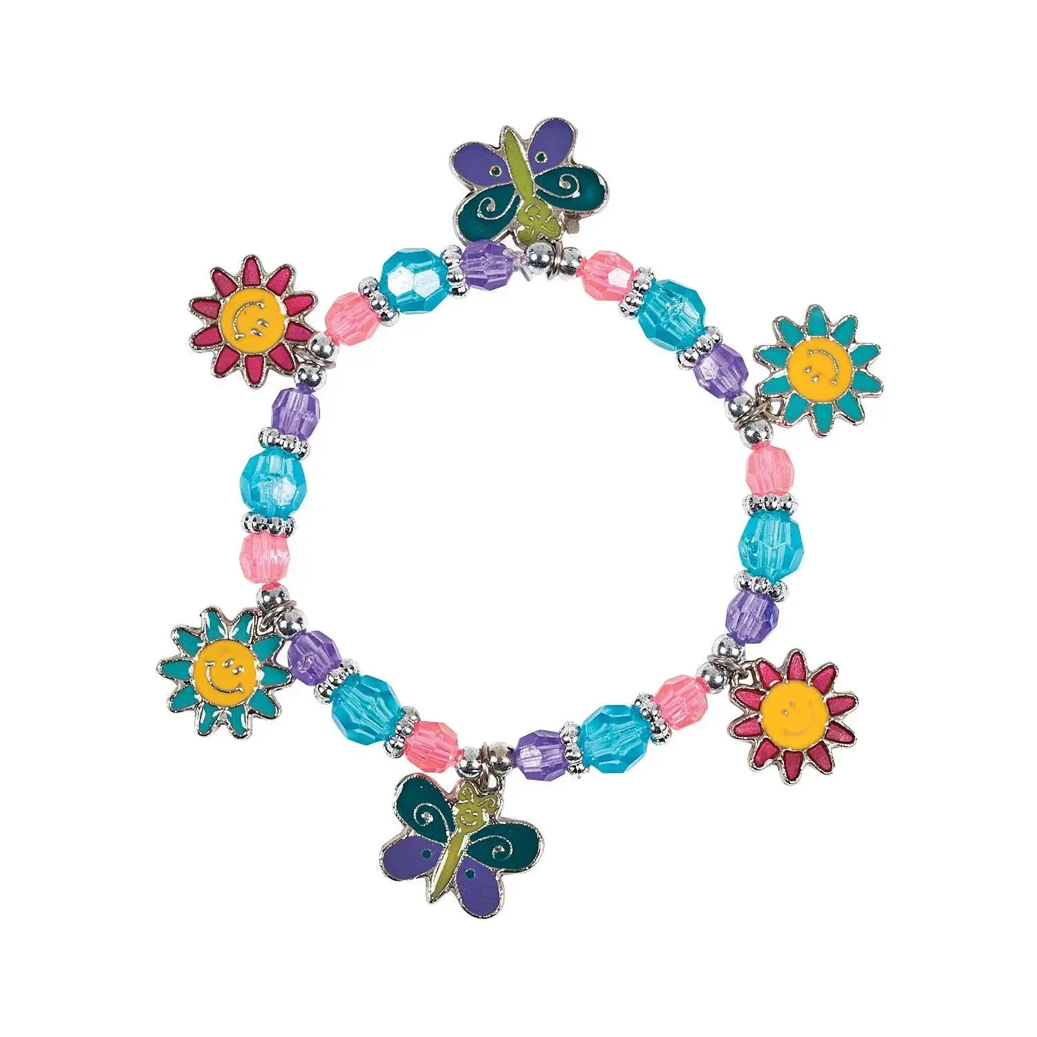 Beaded Butterfly & Daisy Charm Bracelet Craft Kit, Craft Kits, 12 Pieces