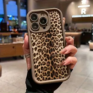 Leopard print TPU Case for iPhone 17 Pro Max 16 16e 15 14 Plus 13 12 Mini 11 Air X XS Straight Edge Drop-Resistant Rugged Durable Cover Shell Gift 2D printing