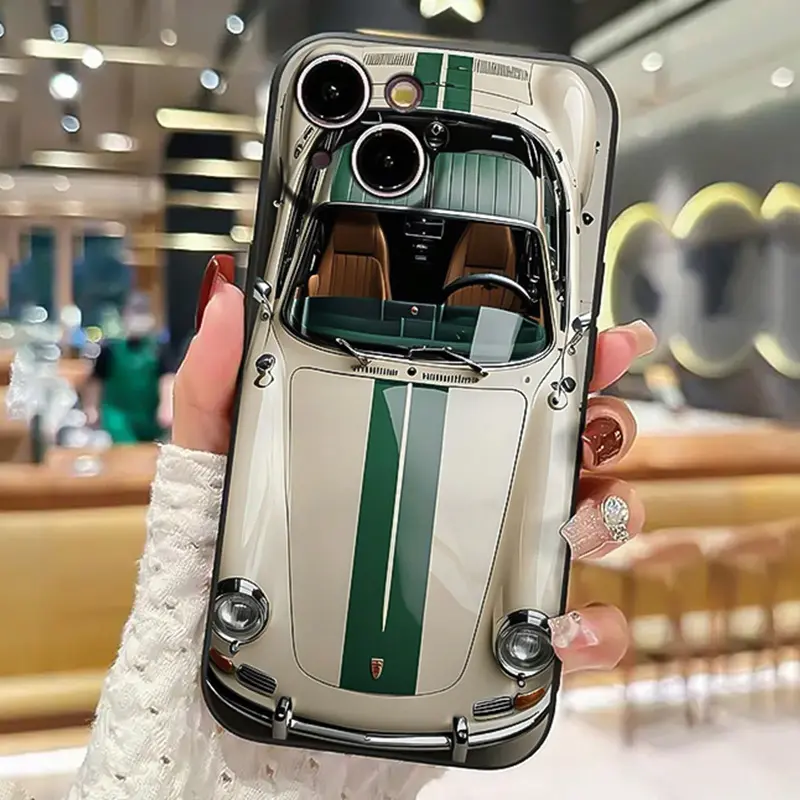 Vintage Racing Car Print Tpu Phone Case Protector Shockproof Rugged Cover for iPhone 6/7/8/x/XS/XR/XS Max, Anti-Drop Shockproof Full Coverage, Gift for Women and Girls, Accessories