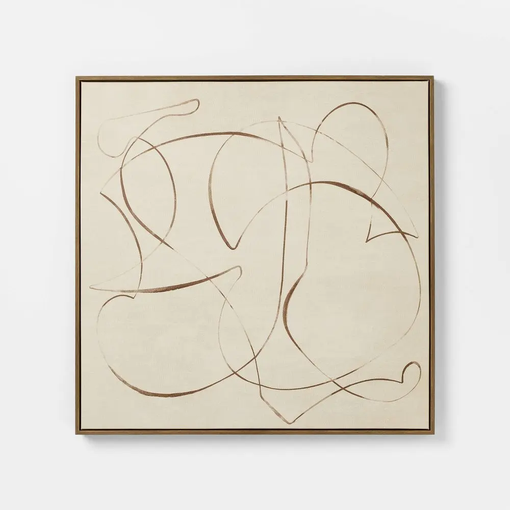 30"x30" Line Abstract Framed Canvas Wall Art - Threshold designed with Studio McGee