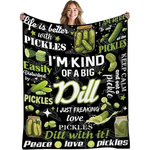 Pickle Blanket Gifts For Pickle Lovers, Pickles Birthday Gifts For Women, Kids, Girl, Soft Warm Blanket For Pickles Lovers, Gift For Couch Sofa Christmas Thanksgiving Day 50x60 In, Printed On One Side With A Plain White Back, Halloween Thanksgiving Christ