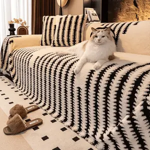 1 Pc Geometric Pattern Sofa Cover, Dustproof Sofa Protector, Suitable for Home Living Room Stretchable Fabric Machine Washable,  couch covers