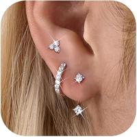 1 Pair of CZ Hoops + 2 Pairs of CZ Studs