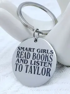[Stainless Steel Keychain] 1/20pcs Round "Smart Read Books and Listen to Taylor" Engraved Quote | Ideal Gift for TS-Loving, Book-Reading Fans - Perfect for Birthdays & New Year Suitable for men and women