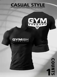 Men's Gym Warrior Print Compression T-Shirt, Micro Stretch High Performance Fit, Short Sleeve Sports Tee for Fitness Training