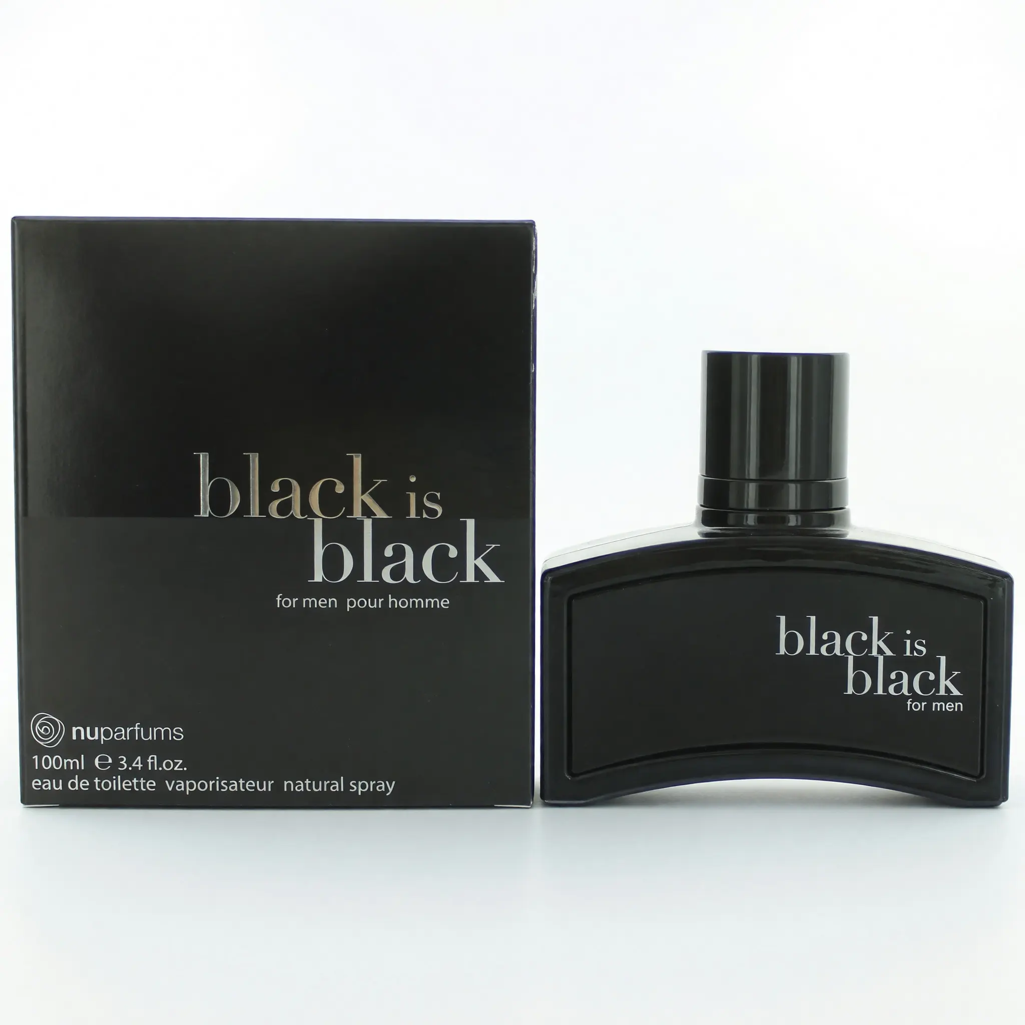 Black is Black by NuParfums - 3.4 oz EDT Spray, Masculine Men's Fragrance with Tonka Bean & Citrus-Floral Notes