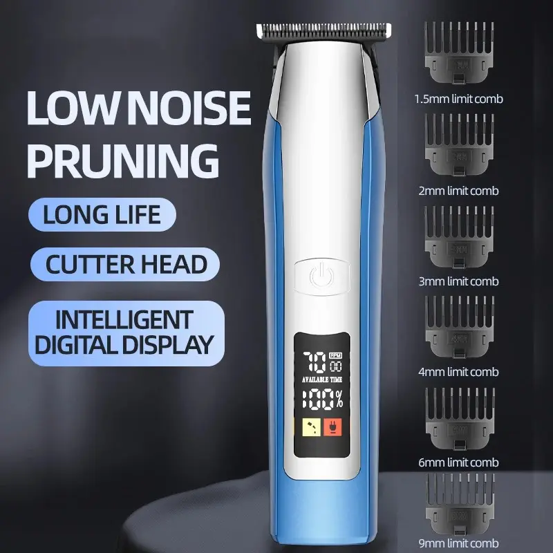 Professional Hair Clipper with Smart LED Display - Cordless Hair Clipper Kit with 7 Limit Combs & Washable Blade Trimmer Trimmer Trimmer Shaving Men's USB Charging