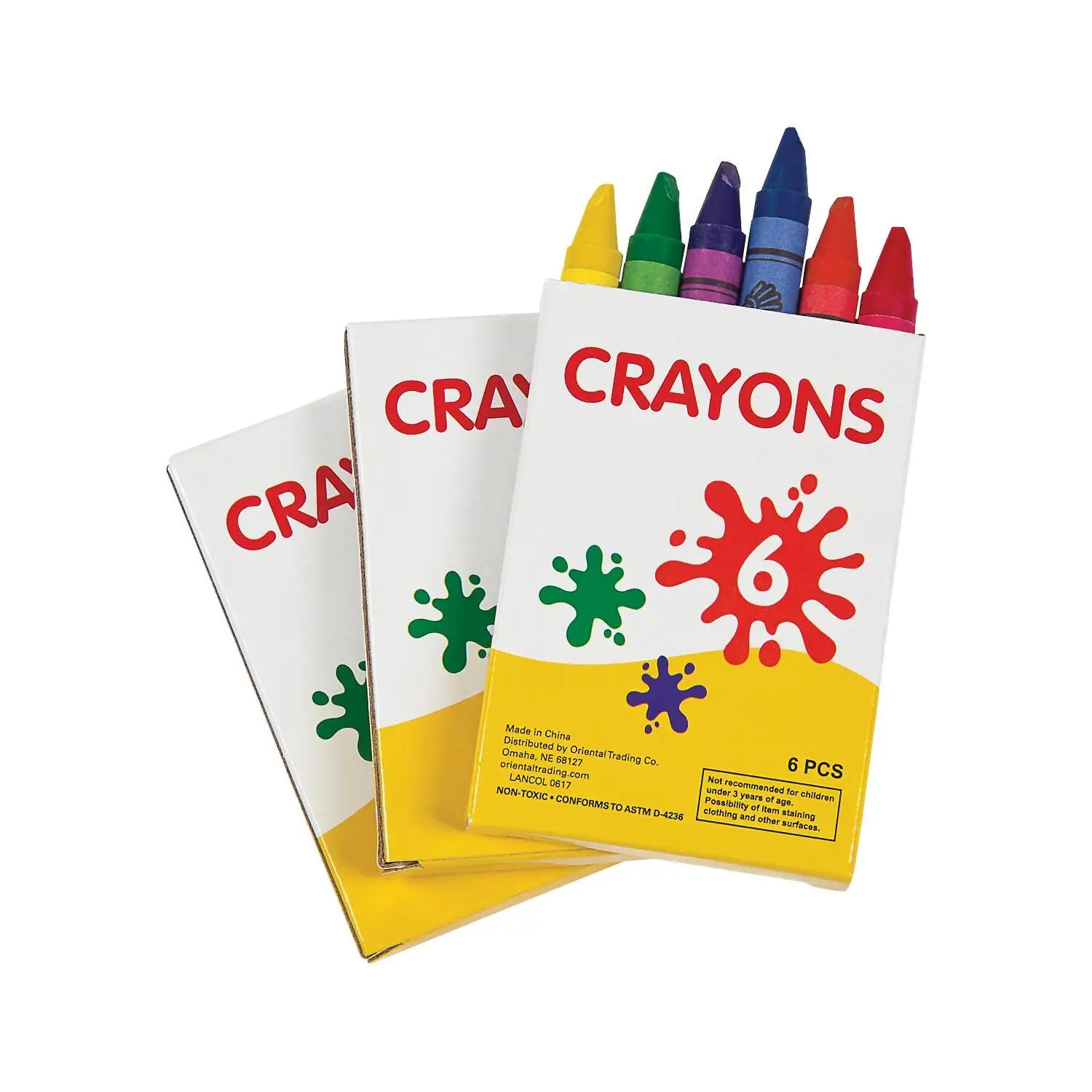 Bulk 6-Color Boxes of Crayons - 2 3/4", 48 Boxes