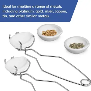 8-Piece Fused Quartz Crucible Set with Stainless Steel Tongs, High-Temperature Kit for Melting Metal, Gold, Silver & Copper Casting
