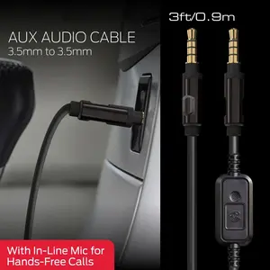 Car 3.5mm Aux Audio Cable with Microphone, Durable, Supports Hands-Free Calling, High-Quality Sound Connection for Vehicles