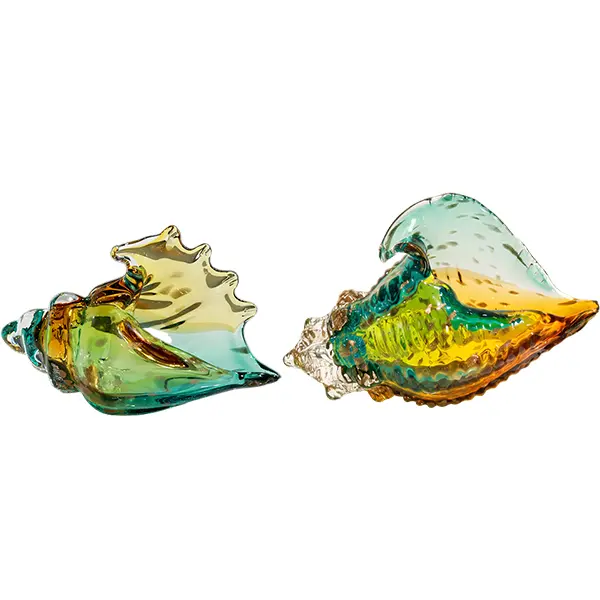 Hand Blown Glass Conch Statue,Glass Art Figurine,Coastal Home Decor with Sea Shells,Living Room TV Cabinet,Bookcase,Beach Decoration,Entryway Conch Horn Glass Figurines Decoration  Ornaments  Can store  Jewelry