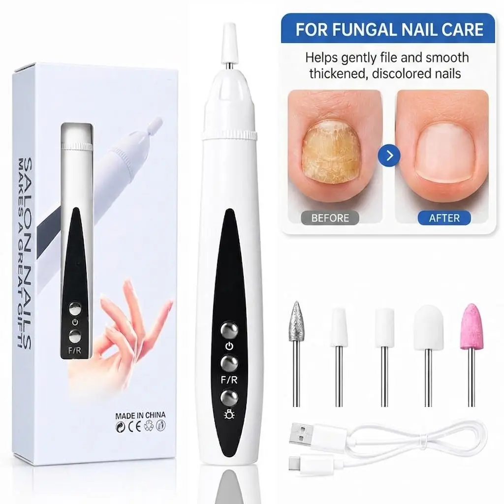 Rechargeable Nail Drill, Cordless Efiles for fungal Nails Lightweight Nail Care Tool for nail repair