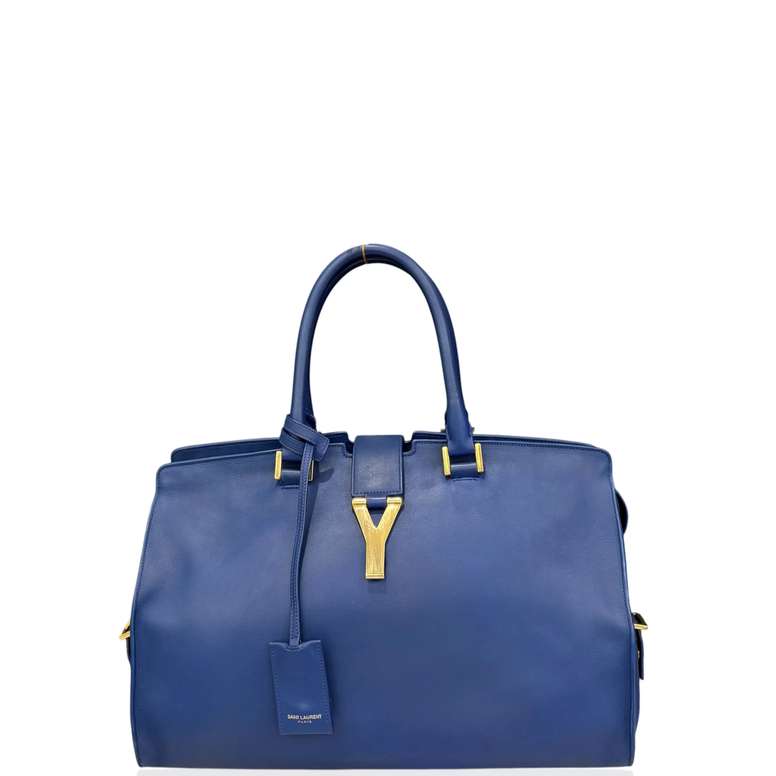 Pre-owned Yves Saint Laurent Leather tote bags Medium Cabas Chyc Buffalo Blue (ym042326e1)