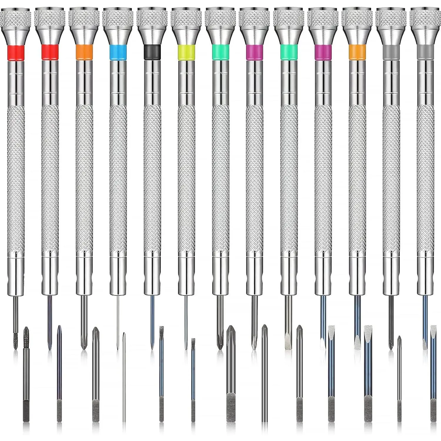 13 Pieces Micro Precision Watch Screwdriver Set Jewelers Screwdriver Kit 0.6-2 mm with 13 Extra Replace Blades for Watch Eyeglasses Jewelry Work Electronics Repair