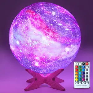 Galaxy Design Night Light, USB Rechargeable 16 Color LED Moon Light with Remote Control, Novelty Lighting for Bedroom, Living Room, Home Decor