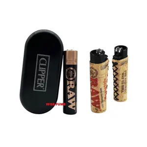 Raw clipper lighters full metal rose gold black color + raw clipper cork lighters