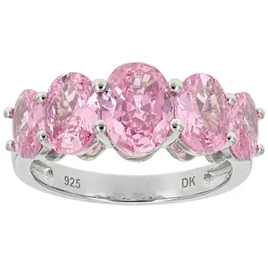JTV Pink Cubic Zirconia Platinum Over Sterling Silver Ring 6.25ctw