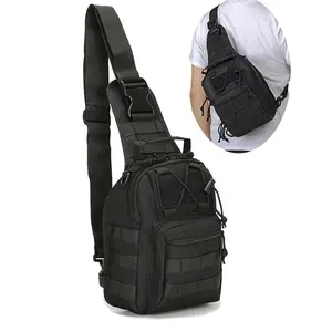 Men's Tactical Crossbody Bag, Military Chest Pouch, EDC Shooting Range, Shoulder Bag for Hunting, Hiking, Fishing, Camping, Riding and Traveling, Black