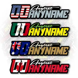 Custom Race Number Decal, Personalized Racing Name Number with National Flag Car Decals Waterproof Die-Cut Vinyl Stickers for Dirt Bike Plate BMX Car Truck Decor Motorcycle Bike Motors RC Gifts