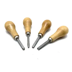 Jewelry Diamond Bezel Set Gemstone Setting Tool Pusher Hand DIY Tool with Wooden Handle