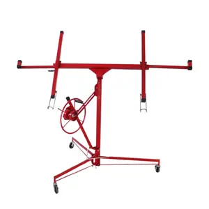 Drywall Lift 11' Drywall Panel Hoist Construction Rolling Caster Wheel Lockable Tool Jack Lifter Jack Drywall Lift Construction Tools (Red)