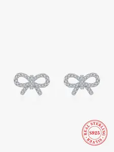 925 Sterling Silver Cute Bowknot Design Stud Earrings, Fashionable Jewelry for Women & Girls, Trendy All-match & Exquisite Jewelry for Birthday Gift