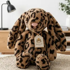 Jellycat London Official Bashful Leopard Bunny Plush – Authentic Rare Stuffed Animal, Premium Aesthetic Room Decor