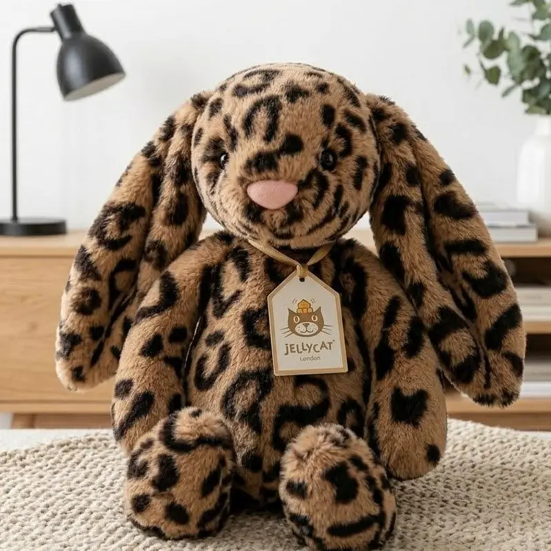 Jellycat London Official Bashful Leopard Bunny Plush – Authentic Rare Stuffed Animal, Premium Aesthetic Room Decor