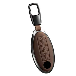 For Nissan Key Cover LEATHER Car Keys Shell Fit Nissan Altima Sentra Rogue Pathfinder Murano Armada Maxima Versa Remote Key Car Key Protector Car Key Accessory