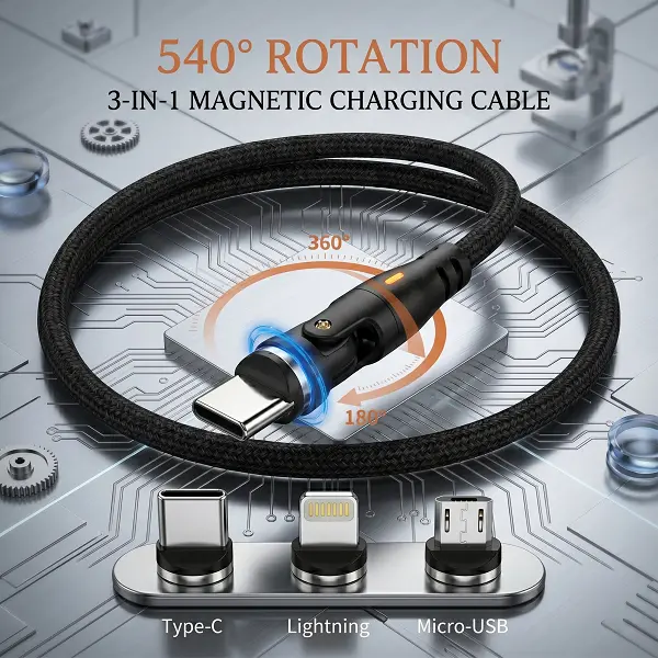 Magnetic Charge, Super Convenient!Android Phone Cable for Samsung Galaxy S26 +/Ultra S25 S24 S23 S22 +/Ultra/ S21 S20/Tab S9/iPhone 17/16/15 and More