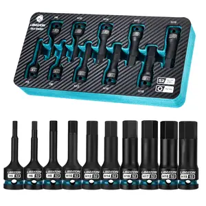 LIBRATON Impact Hex Bit Socket Set, 1/2" Dr, S2 Steel, 10PCS High Torque Sockets(Metric H5-H19) for Professional Mechanics & Automotive Repair (XPE Storage Case)