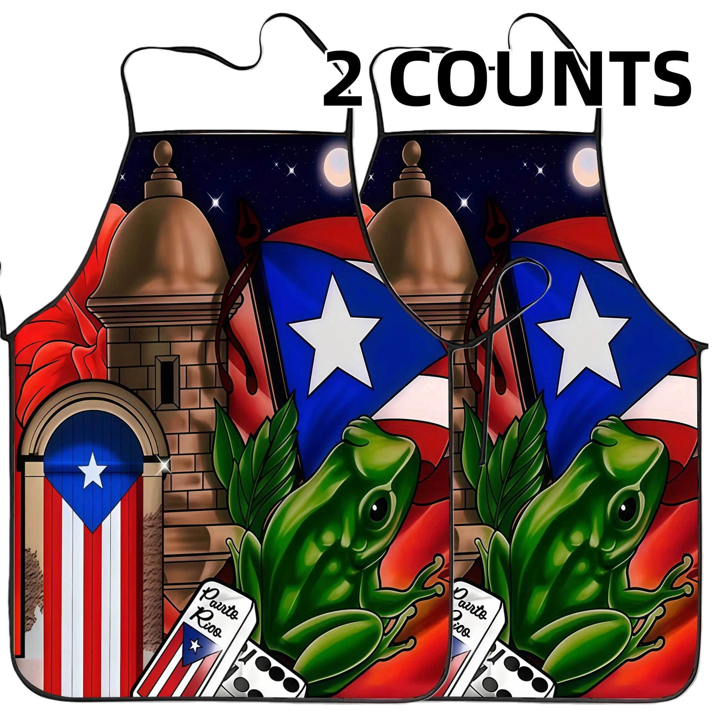 Puerto Rican Style Artistic Pattern Aprons, Novelty Cooking Aprons, 2 Counts Polyester Durable Kitchen Apron for Cooking, Practical Use, Gift Idea,Christmas Gift, Winter Apron for Women,Christmas Decorations,Nails Design Tool,Kitchen Accessory