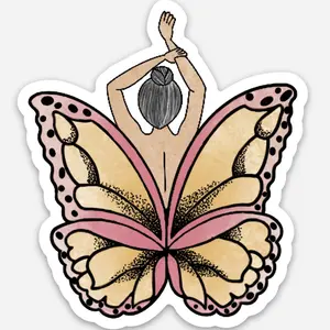 Butterfly Girl Sticker, pink Vinyl Waterproof