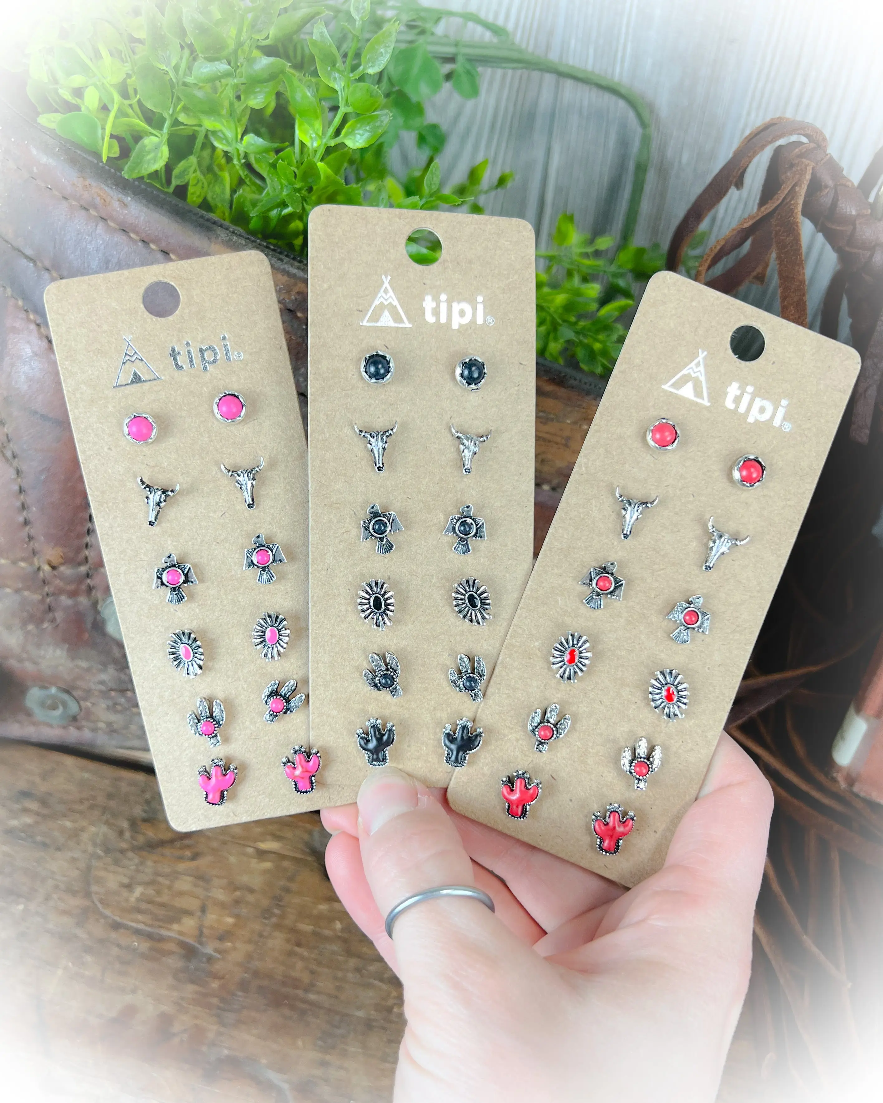 Western Stud Earring Set - Multiple Colors
