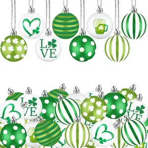40 Pcs Hanging Ball Decor Ball Ornament for St. Patrick's Day Mardi Gras Ball Decorations for Party Shelf Decor (Shamrock)