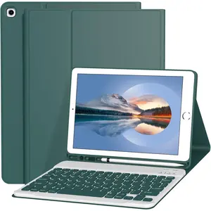 Keyboard Case for iPad 9th/8th/7th Generation 10.2 Inch [ Detachable  Keyboard][Support 3 System] Flip Stand Case with Pencil Holder for iPad 10.2 2021/2020/2019, Dark Green