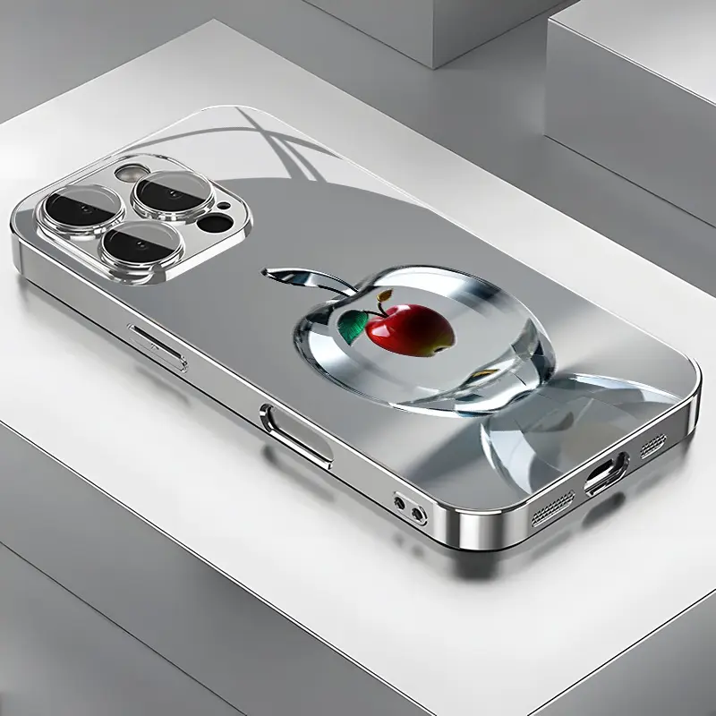 A Crystal Clear, Beautifully Designed Red Apple Pattern Glass Phone Case with Lens Protection, Suitable for iPhone Models 16/16Pro/16Promax/16Plus/15/15Plus/15Pro/15Promax, 14/14Plus/14Pro/14Promax, 13/13Pro/13Promax, 12/12Pro/12Promax, 11/11Pro/11Promax,