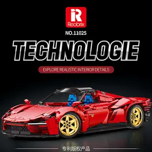 Reobrix Technologie NO.11025 Mechanical Ferrari SP3 Supercar Building Block Model Buildable Educational Toy with Realistic Interior Details