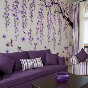 Flower & Bird Pattern Wall Sticker, 12pcs/set Self Adhesive Wall Decal, Decorative Sticker for Home Living Room Bedroom Study Room