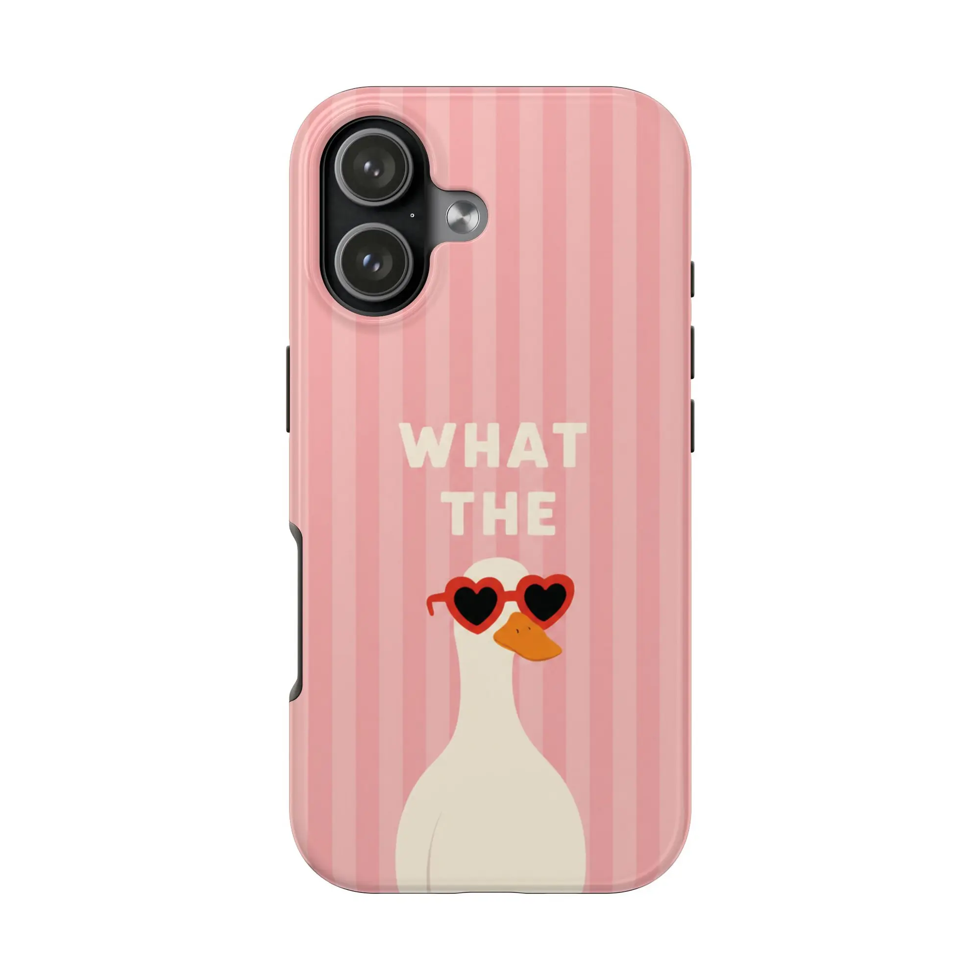 Funny Duck-Goose Graphic iPhone 17 Case - Polycarbonate Protective Casing for iPhone, Smartphone, Handheld Devices, Trendy Humorous Animal Heart Sunglasses Aesthetic Tough Protection Cellphone Accessory