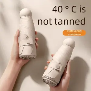 Mini Pocket Capsule Umbrella for Women - Tri-Fold 2-in-1 UV Protection Umbrella (Rain & Sun)