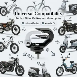 Universal No-Drill Electric Bike Front Dual Hook Hanger, Thick Aluminum Alloy, Easy Installation, Hands-Free Riding, DIY Bicycle Accessory