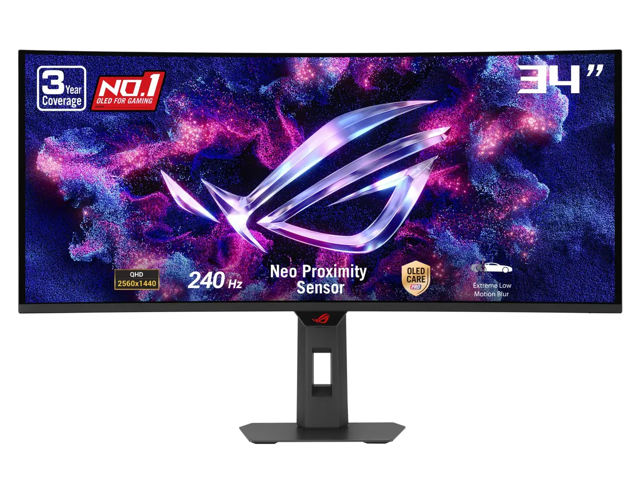 ASUS ROG Strix 34 inch Ultrawide QHD 2K 1440P 240Hz AMD FreeSync Premium Pro & G-SYNC Compatible Built-in Speaker, Android 14 Google TV, MultiScreen OLED Curved Gaming Computer Monitor with Height Adjustable, Swivel & Tilt Stand XG34WCDMTG
