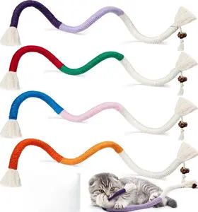 Cat Chew Ropes 4Pcs, Cat Toys for Indoor Cats with Refillable Natural Catnip, Safe Teeth Cleaning Chew Toys, Interactive Kitten Nip Toys and All Breeds (19.5 Inches)