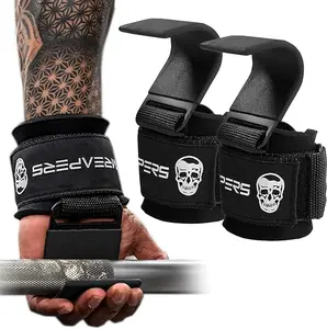 Heavy-Duty Weight Lifting Hooks by Gymreapers - Black